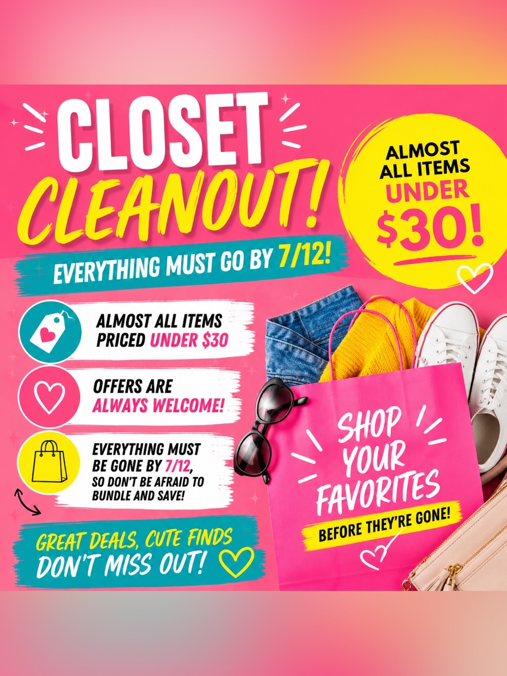 MOVING SALE! ALL ITEMS MUST GO!